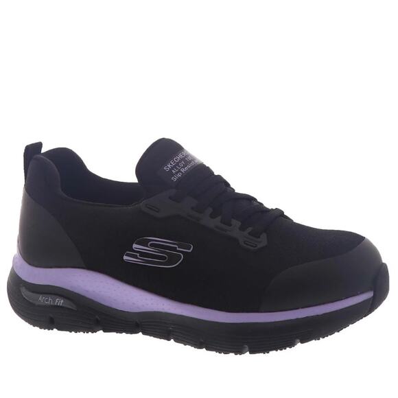 NEW Skechers Women's Arch Fit SR Evzan Alloy Toe Work Sneakers Size 8.5 Black‎ - Picture 2 of 8